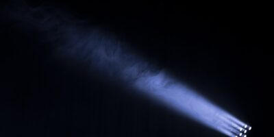 Super bright spotlight beams - tongue-in-cheek image about overly bright bike lights