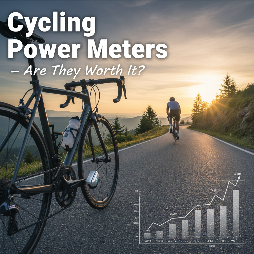 Professional blog header image for article titled: Cycling Power Meters - Are They Worth It?. High quality, relevant imagery, clean composition.