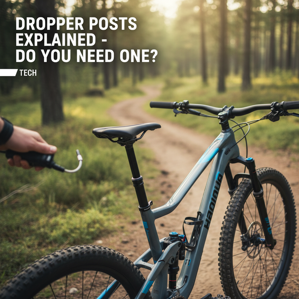 Professional blog header image for article titled: Dropper Posts Explained - Do You Need One?. High quality, relevant imagery, clean composition.