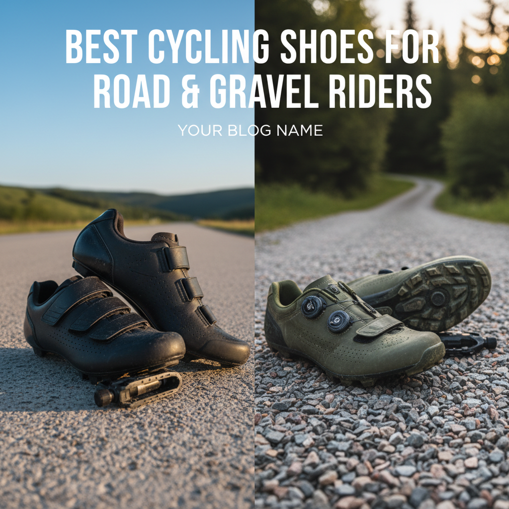 Professional blog header image for article titled: Best Cycling Shoes for Road and Gravel Riders. High quality, relevant imagery, clean composition.